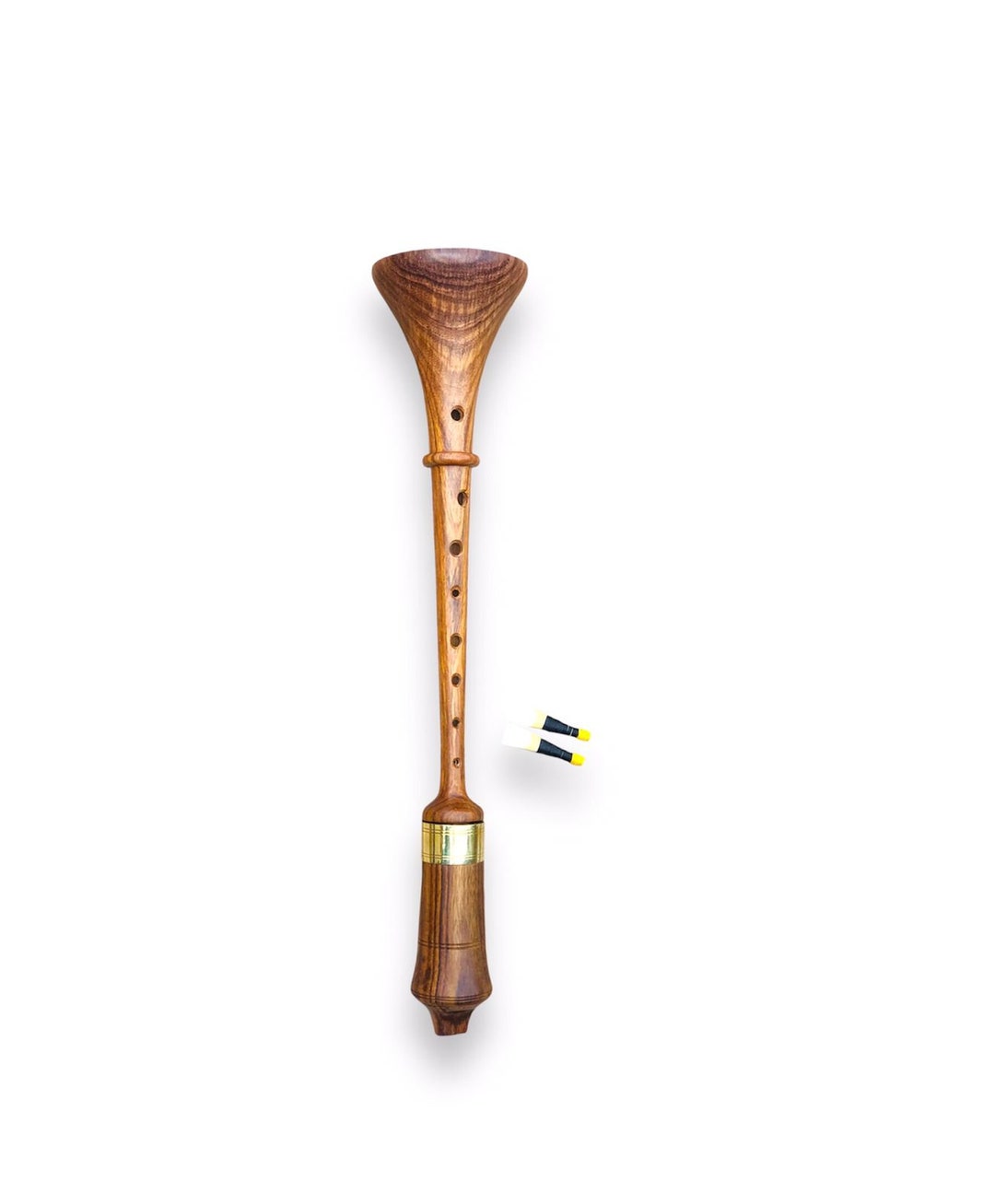 German Rosewood RAUSCHPFEIFE in Small Wooden Shawm Instrument With Two