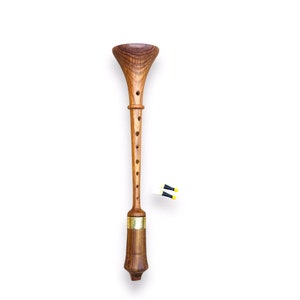 German Rosewood RAUSCHPFEIFE In Small Wooden Shawm Instrument With Two Reeds 16th & 17th Century~ Music Instrument