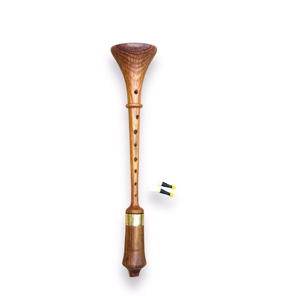 RAUSCHPFEIFE, palissandre allemand, petit instrument de chalumeau en bois avec deux anches, 16e et 17e siècles ~ Instrument de musique