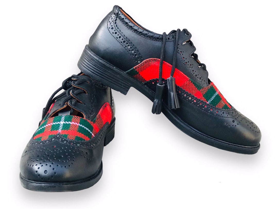Tartan Scottish Beige Plaids Print Men High Top Canvas Shoes