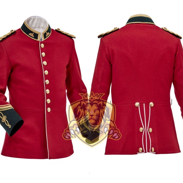 Veste de guerre rouge zouloue British Army 1879 Veste de guerre anglo zouloue vintage tunique d'officier Circa Jacket pour homme | Tour de poitrine de 34 à 54 pouces