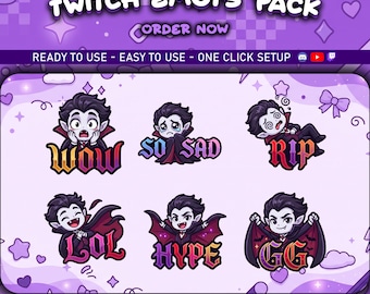 Cute Vampire Twitch Emotes Pack