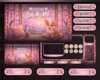 Animated Corgi Puppy Stream Package: For Twitch Overlay, YouTube, Kick | Dog Overlays