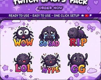 Kawaii Spider Emotes for Twitch and Discord