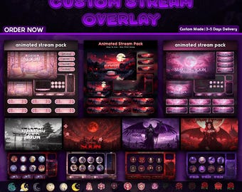 Custom Twitch Overlay | Stream Package | Animated Custom Stream Overlays | Panels | Alerts | Screens | Emotes | Sub Badges