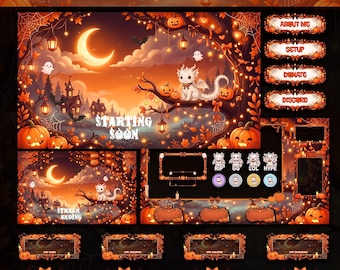 Spooky Halloween Twitch Stream Overlay Pack | Cute Dragon Animated Overlays, Panels & Emotes