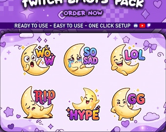Moon Twitch Emotes Pack, Discord Chat Reactions