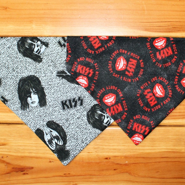 KISS-Over the Collar Dog Bandana/Scarf, Gene Simmons, Paul Stanley, Kiss Army, Music, Rock and Roll, Band, Party