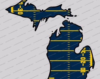 Michigan Football Field PNG | SVG | Maize and Blue State Silhouette | Game Day Sublimation | U of M | Digital Download