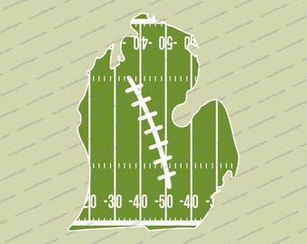 Michigan Football Field SVG PNG | State Silhouette in Green and White | Cricut Sublimation Clipart | Digital Download for Game Day Crafts