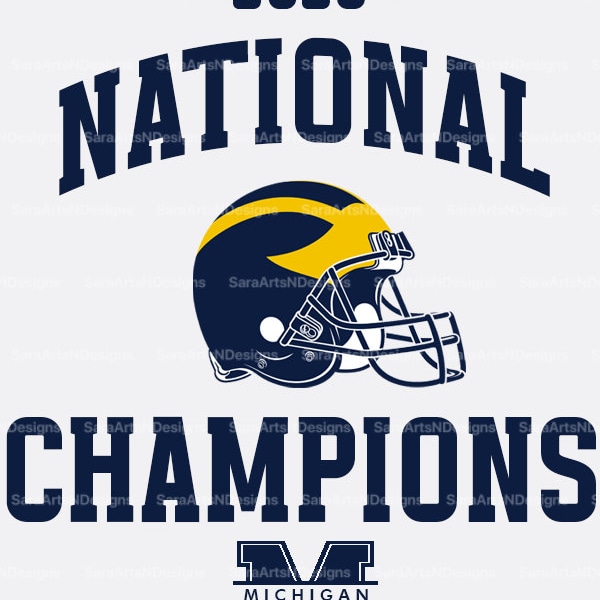 Campeonato 2024 / Fútbol de Michigan png / Diseño de camiseta / Campeones Nacionales 2023 / College Wolverine png / Día del Juego / Descarga Digital