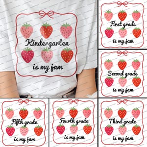 Strawberry Grades PNG |  Back To School | Kindergarten Is My Jam | Coquette Preppy Bow | Pre-K 1st 2d 3d 4th 5th Grades | Digital Download