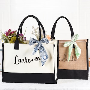 Personalisierte Name Tasche, Benutzerdefinierte Canvas Tote, Benutzerdefinierte Schultertasche, Muttertagsgeschenk, niedliches Geschenk für sie, wiederverwendbare Einkaufstasche, ursprüngliche Einkaufstasche