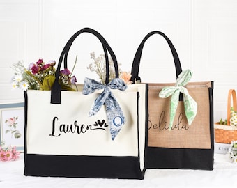 Personalized Canvas Tote Bag, Custom Name Gift