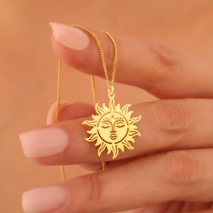 Sterling Silver Sun Face Necklace: Handmade Celestial Pendant