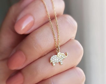 Sterling Silver Tiny Elephant Necklace: Dainty Animal Charm