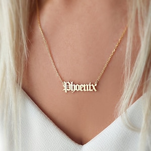 Personalized Old English Name Necklace: 925 Sterling Silver Gothic Pendant