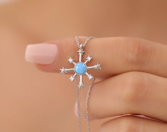 Handgemachte Sterling Silber Opal Stern Halskette: Himmlischen Anhänger
