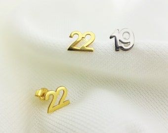 Custom Birthday Date Stud Earrings, Custom Number Earring, Lucky Numbers Earrings, Personalized Jewelry, Birthday Gifts For Mom