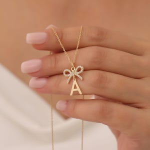 Cute Bow Necklace, Personalized Ribbon Necklace, Custom Bow Necklace, Bow Pendant, Sterling Silver Chain, Delicate Necklace, Dainty Charm