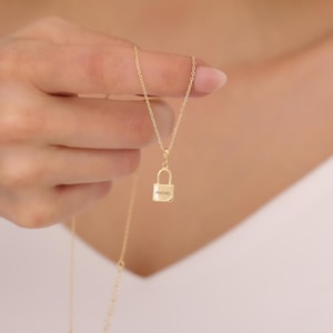 Dainty Sterling Silver Padlock Necklace: Personalized Engraved Name