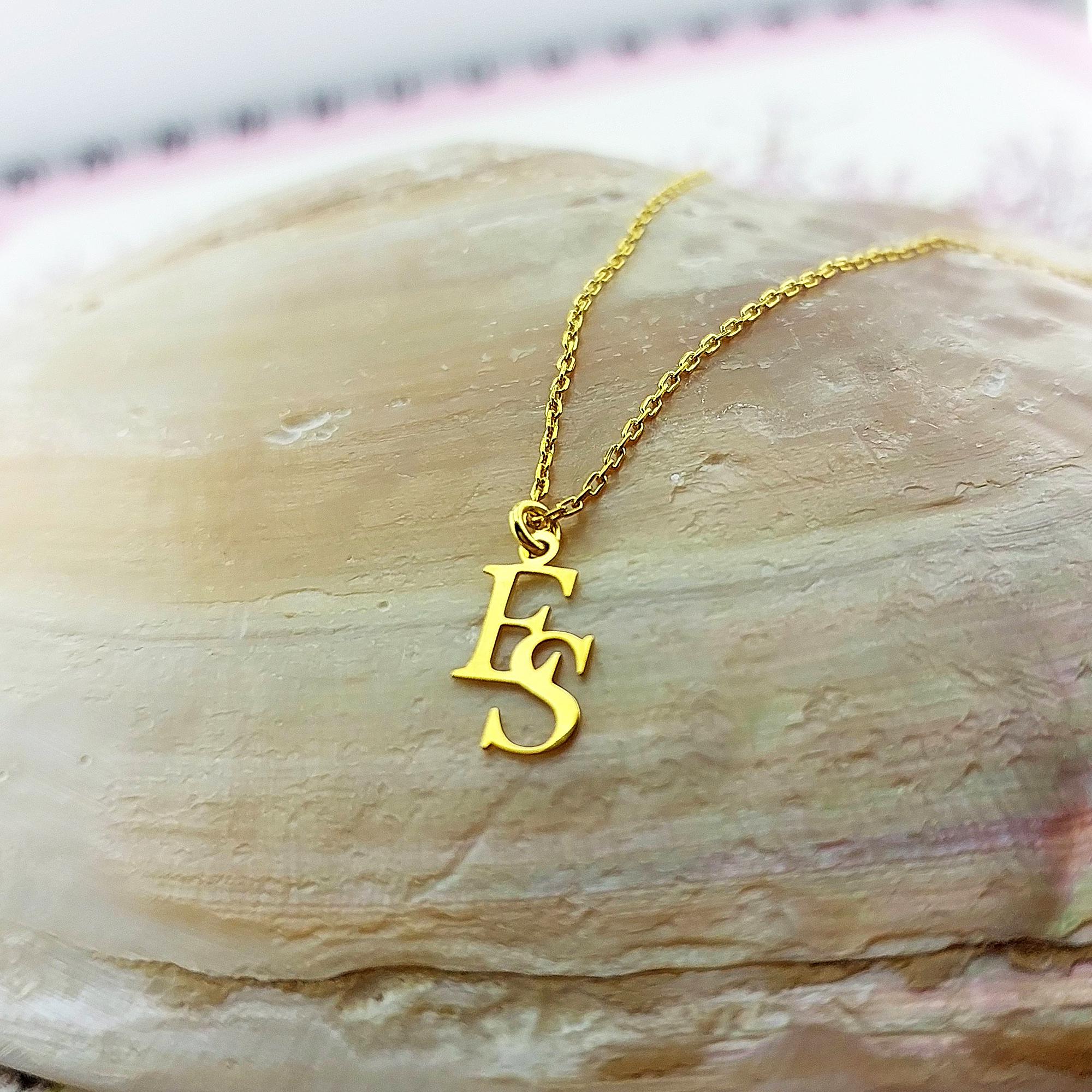 Left Side Intital R Interlocking Initals Sterling Silver Interlocking Initial Necklace - Personalized Couple ...