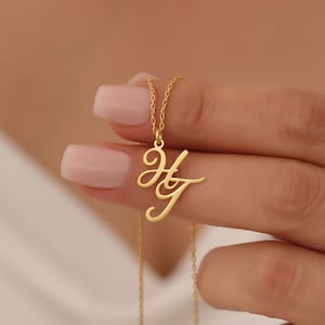Collar con dos letras entrelazadas con diseño personalizado especial, colgante personalizado con dos letras, delicado collar con dos iniciales, regalos únicos