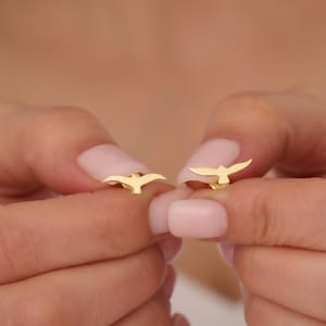 Sterling Silver Dove Stud Earrings: Peace Symbol Jewelry