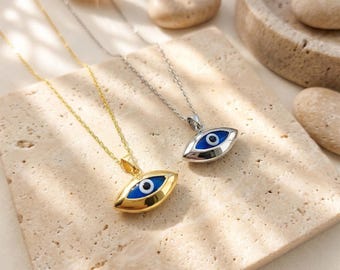 Collier mauvais œil en argent sterling : bijoux de protection en or massif
