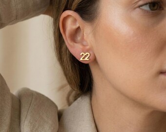 Custom Number Stud Earrings: Sterling Silver Birthday Date Jewelry