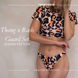 Patrón de costura en PDF para conjunto de bikini, tanga y rashguard Descarga instantánea Tamaño A4, Carta de EE. UU. xs-xl (32-44) Ideal para impresión en casa Producto digital