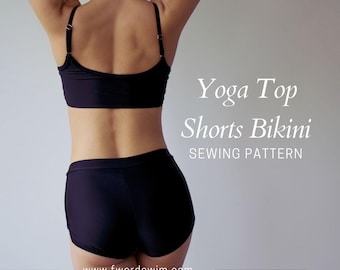 PDF A4 US Letter Sewing Pattern Bikini Set Separates Yoga Top Brief Bottom Swimwear Instant Download FWS0208