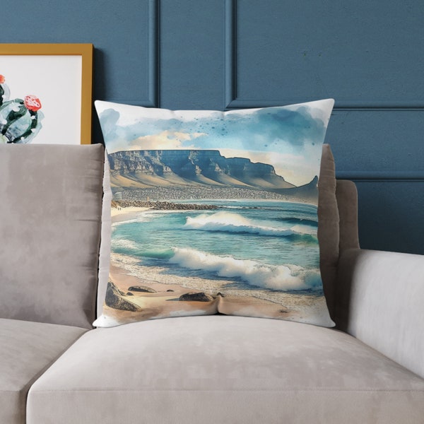 Bloubergstrand and Table Mountain Cape Town Pillow Bed Throw Pillow Gift for Her Home Decor Interior Design Throw Cushion Gift for Home