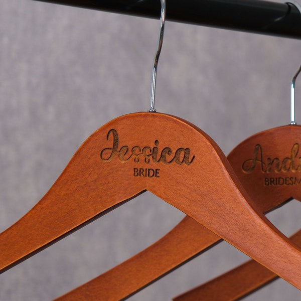 Personalized Bridesmaid Hangers, Wooden Engraved Hanger, Wedding Hanger for Bridesmaids, Wedding Dress Hanger, Custom Bridal Hanger