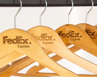 Custom Logo Hangers, Pack Of 50 Wooden Engraved Hangers, Personalized Hangers, Christmas Gifts Coworkers, Custom Brand Hangers, Gift for Her