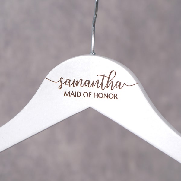 Custom Bridal Hanger, Wooden Wedding Dress Hanger, Bride Hanger for Wedding Dress, Maid of Honor Gifts, Personalized Bridesmaid Hanger