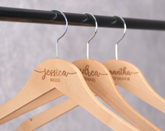 Personalized Bridesmaid Hangers, Wooden Engraved Hanger, Wedding Hanger for Bridesmaids, Wedding Dress Hanger, Custom Bridal Hanger