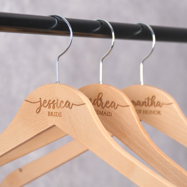Personalized Bridesmaid Hangers, Wooden Engraved Hanger, Wedding Hanger for Bridesmaids, Wedding Dress Hanger, Custom Bridal Hanger