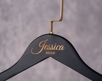 Personalized Bridesmaid Hangers, Black Bridal Hangers, Bridesmaid Gifts, Wedding Hangers, Bride Hanger, Bridal Party Hangers,  Custom Hanger