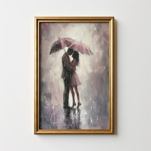 Romantic Couple Valentine&#39;s Day Print, Vintage Romantic Wall Art, Pink Bedroom Decor, Valentine&#39;s Day Gift, Valentine Printable Art