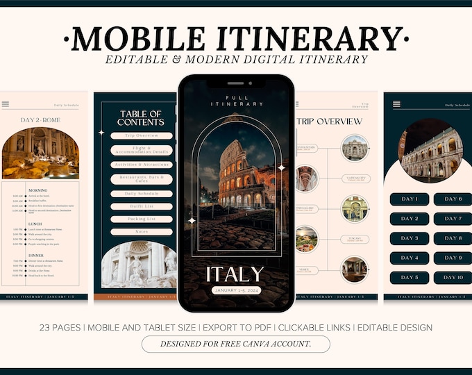 Editable Travel Itinerary Template, Instant Download, Italy Daily ...