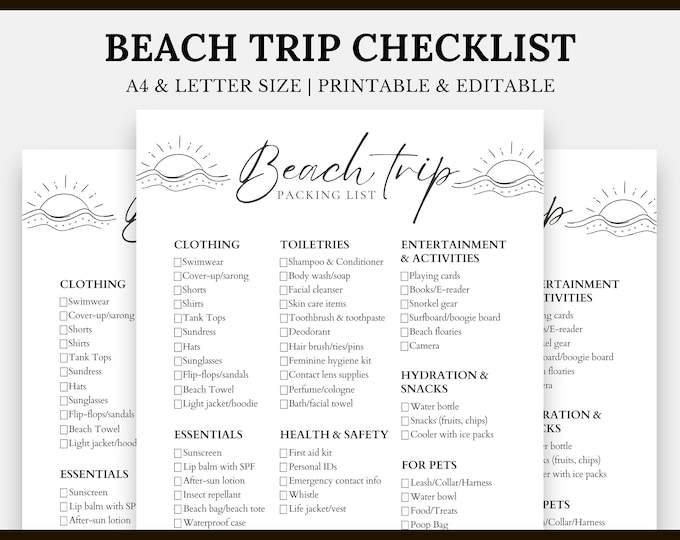 Beach Trip Packing Checklist Family Beach Trip Essentials Summer