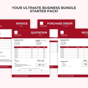 Business Bundle Template, Editable Invoice, Quotation, Purchase Order ...