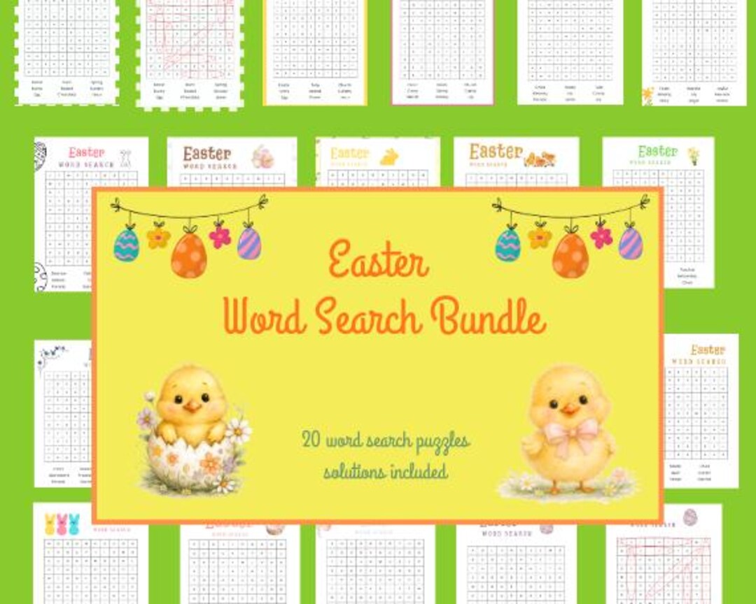 Easter Word Search Bundle for Kids & Adults – Printable Easter Activity ...