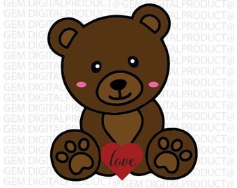 Cute Teddy Bear Svg,Sitting Teddy,Baby bear svg, Teddy Bear Svg Cricut, Teddy Bear SVG PNG DXF pdf. Cricut Cut files, Bear Clipart