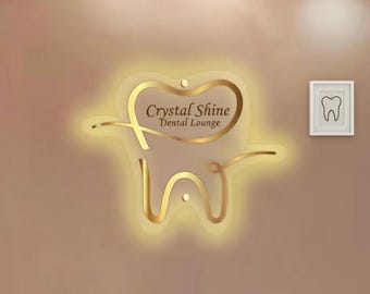 3D Custom Illuminated Backlit Sign, Acrylic Logo Sign, Dental clinic Sig, Acrylic Business Sign, Business Logo Sign