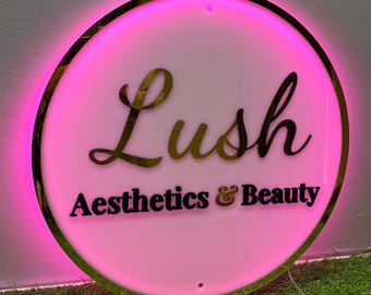 Letrero acrílico con logotipo comercial personalizado - Diseño retroiluminado con LED