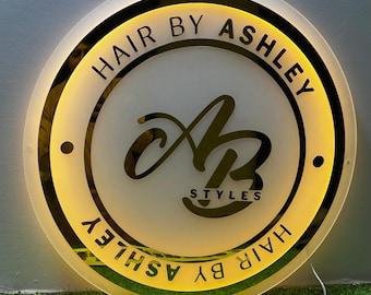 Custom 3D Acrylic Business Logo Sign: Salon Wall Decor