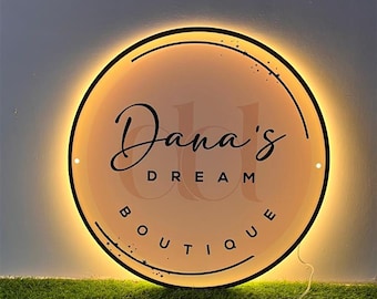 Custom Acrylic Business Logo Sign: Backlit Salon & Office Decor