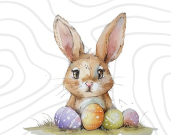 Happy Easter Bunny SVG •Easter Egg Svg •  Clip Art Cut File Silhouette pdf png jpg • Instant Digital Download • Bunny Clipart